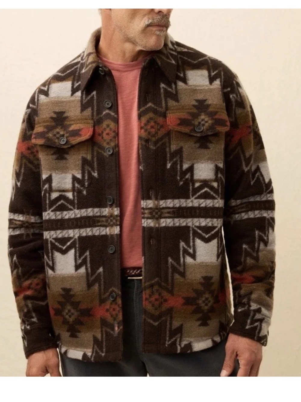 NWT Faherty Doug Good Feather Range Fleece Lined CPO Small S Aztec Jacket $328